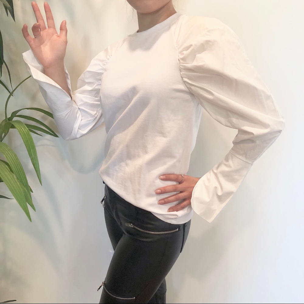 Zara White Blouse with Flared Sleeves